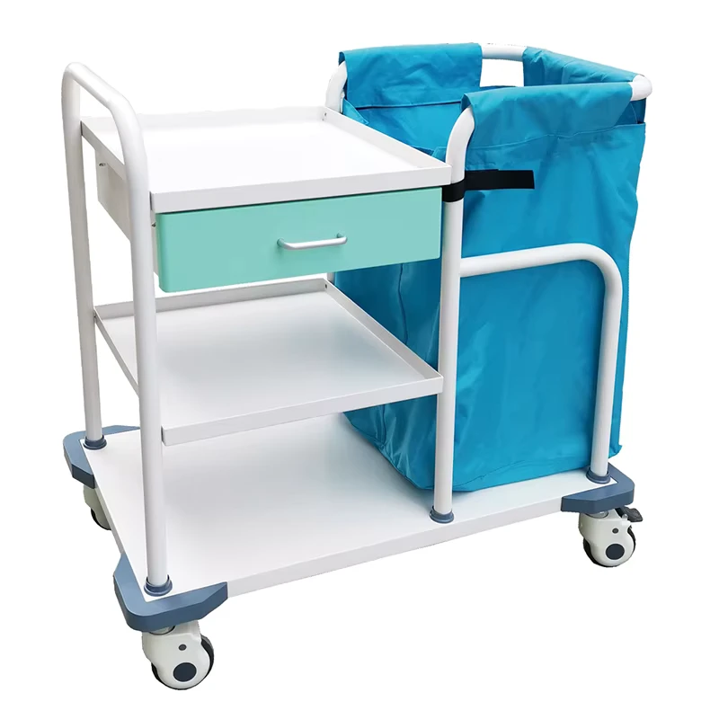 MN-LT007 Medical Dirty Linen Trolley with Drawer Hospital Ward Cleaning Cart for Waste Linen Collection