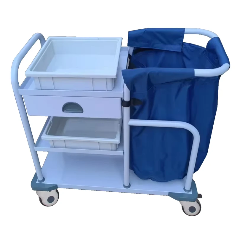 MN-LT008 Medical Linen Cart with Drawer Shelves Hospital Mobile Trolley for Dirty Linen Laundry
