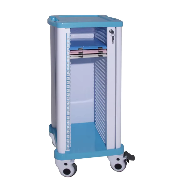 MN PRT005 ABS Medical Record Cart Single Row 30 Slots Mobile File Trolley for Clinic and Hospital Use