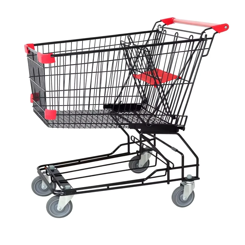 MOQ 100 PCS Chrome Plating 135L Asian Style Supermarket Cart Push Trolley