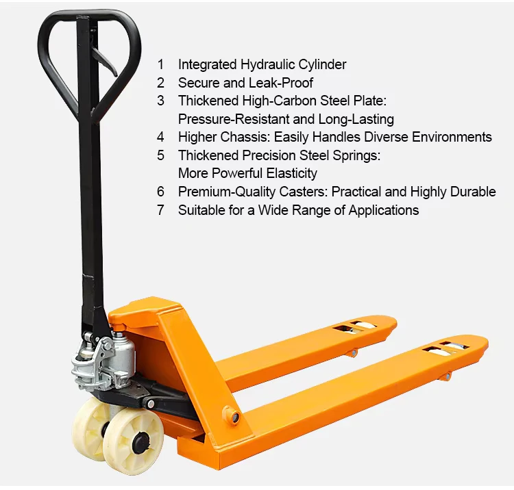 Manual Forklift Hydraulic Truck Loader with Pallet Fork Nylon PU Wheel