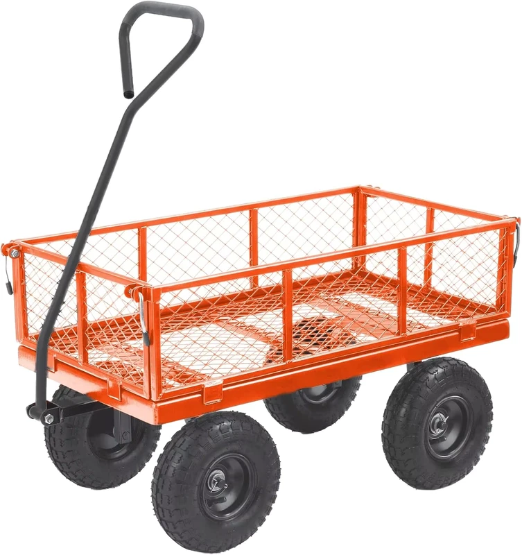 Manual Garden Carts and Trolleys Utility Garden Trolley Cart Wagon Heavy Duty Removable Sides