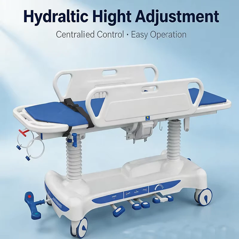 Manual Hospital Bed with Hydraulic Lift Flat Car Feature