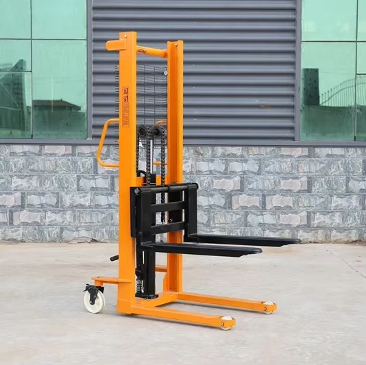 Manual Hydraulic Forklift Pallet Stacker with 80mm Fork Height Portable Hand Stacker for Warehouse Storage