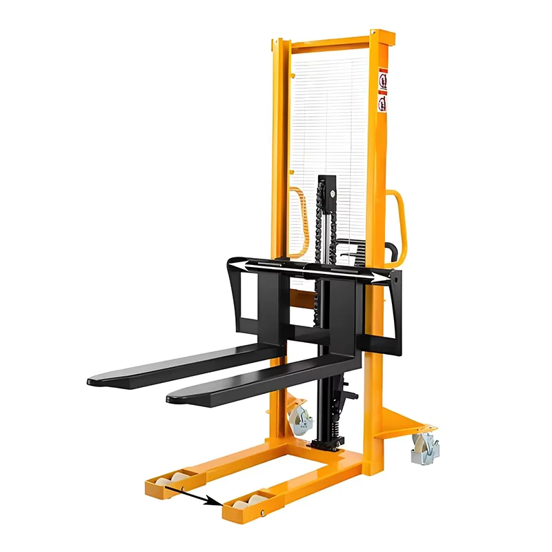 Manual Hydraulic Pallet Stacker Forklift 2 Ton Lift with PU Wheels for Rough Terrain Indoor Outdoor Use
