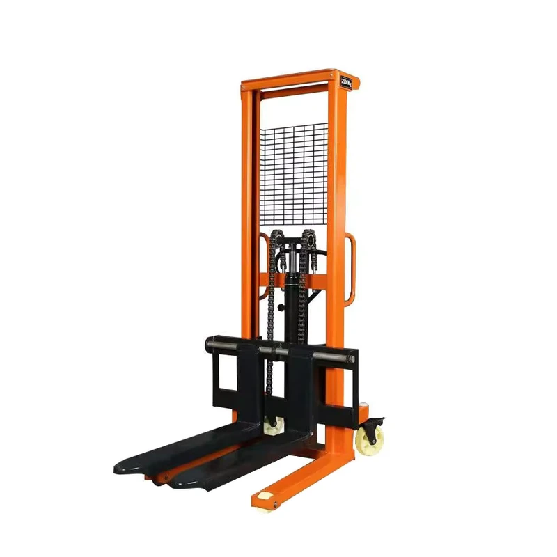 Manual Hydraulic Self Lifting Stacker 2000kg Lift Height Pallet Jack Hand Forklift Nylon Wheels Indoor Outdoor Use