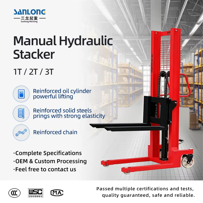 Manual Hydraulic Stacker 2 Ton Capacity Heavy Duty Hand Pallet Forklift Warehouse Industrial Material Handling Lifting Unit