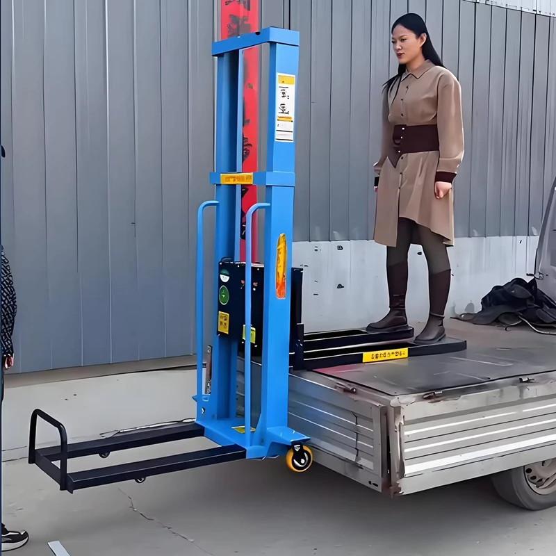 Manual Hydraulic Truck Mounted Forklift Portable Loading Unloading Multi function Push Boarding 1500mm Lifting Height 100mm Fork