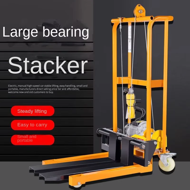 Manual Mini Forklift Small Household Lifting Truck Stacker Hydraulic Adjustable Fork Height Tray