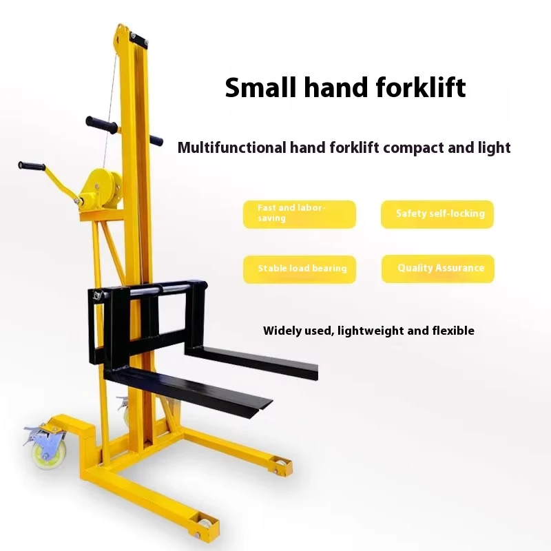 Manual Miniature Forklift Trolley Steel Lightweight Adjustable 158cm Vertical Travel Cargo Handling Equipment