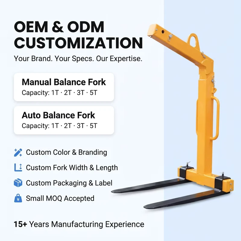 Manual Self-Balancing Pallet Fork Crane Attachment 1-5 Ton Overhead Hoist Lifting