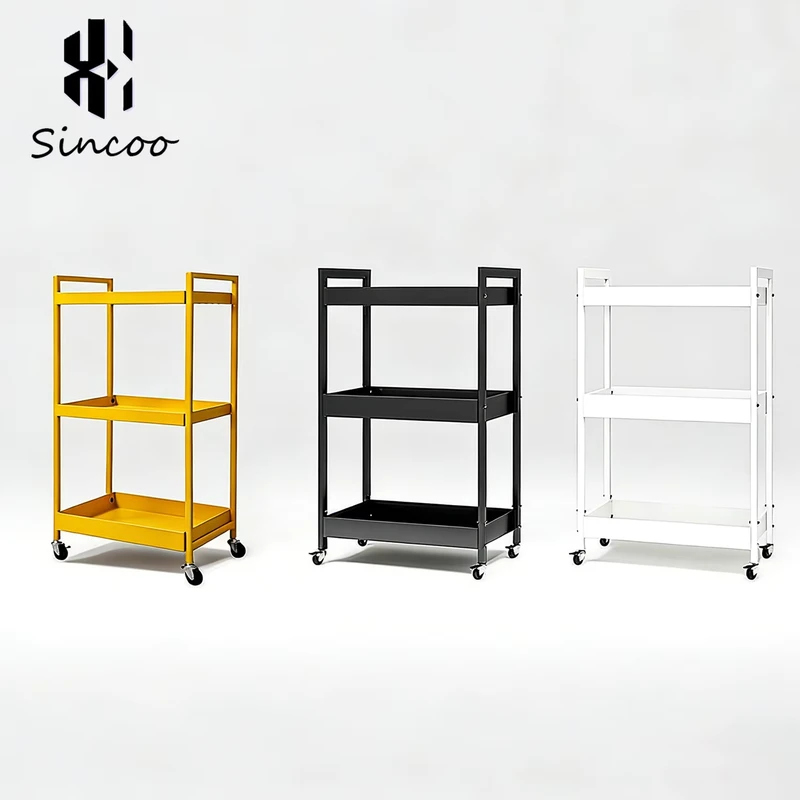 Manufacturer Barber Shop 3 Tier Stainless Steel Foldable Modern 4 Wheel Salon Trolley and Drawer Beauty Salon Tool Cart