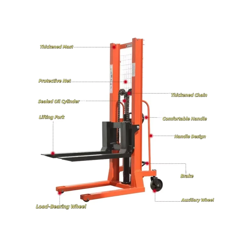 Manufacturer Custom Multifunctional Durable Hydraulic 1t 2t Manual Forklift Pallet Stacker
