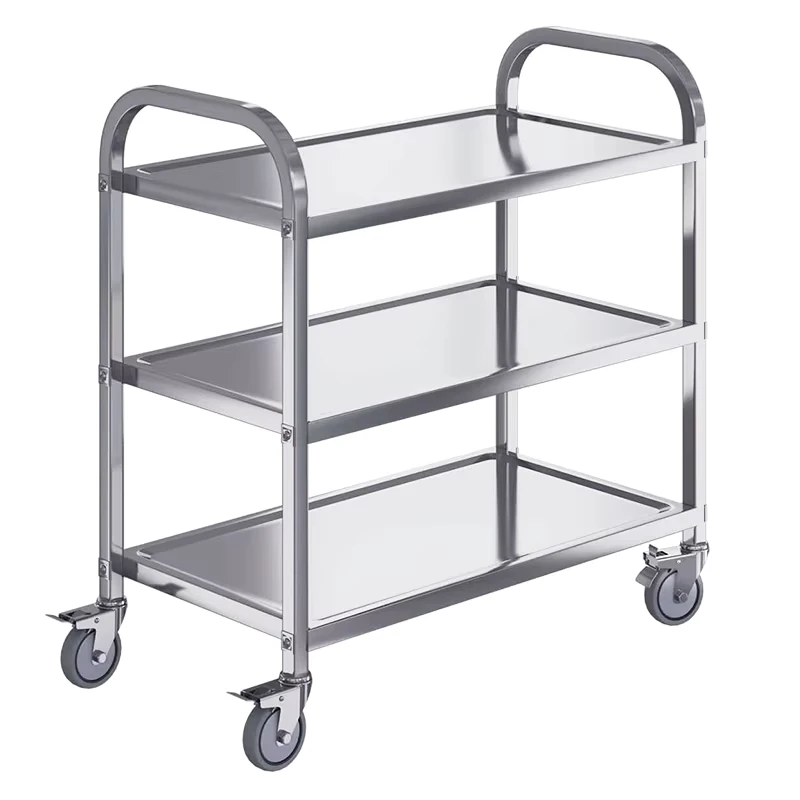 Manufacturer Customize 201 304 Stainless Steel Easy Clean Hotel Kitchen Restaurant Heavy Duty Stainless Steel Food Cart