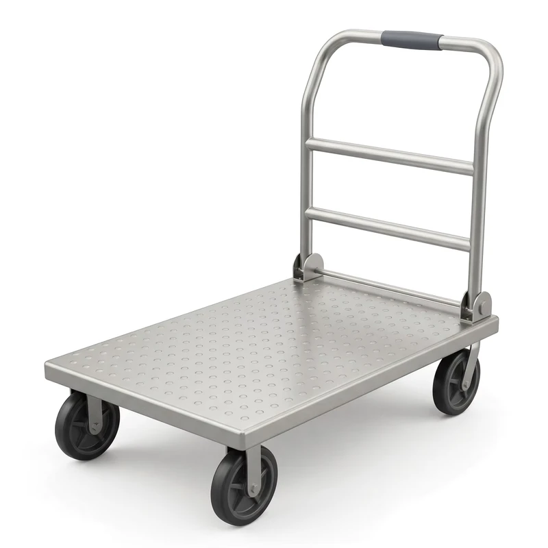 Manufacturer Direct Heavy Duty Platform Cart 201 Stainless Steel Hand Push Trolley for Logistics