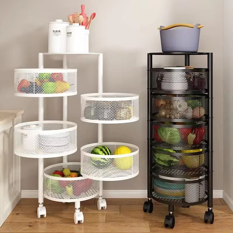 Manufacturer Kitchen Shelves Vegetables Kitchen Storage Rack Foldable Utility Cart Kitchen Storage Trolley with Wheels