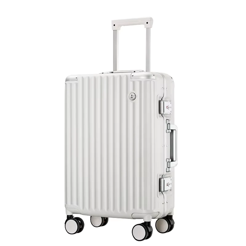 Manufacturer Luxury Aluminium Frame ABS+PC Business Airport Metal Trolley Luggage TSA Lock Travel Airplane Use Featuring Spinner