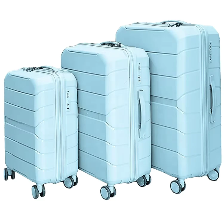 Manufacturer Luxury Unbreakable PP 20 24 28 Inch 8 Spinner Wheel Travel Trolley Suitcases Bag Luggage Set