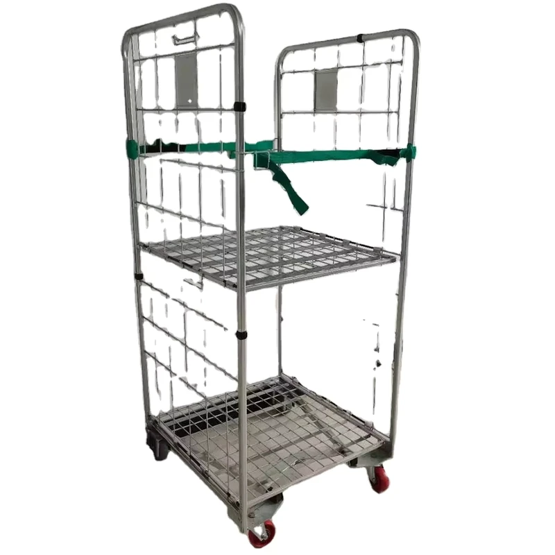 Manufacturer Steel Tube Roll Container 2-Side Trolley Zinc Galvanized 500kgs