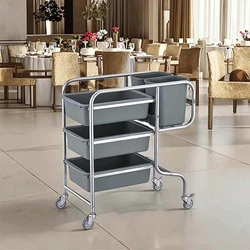 Manufacturer Supply Movable Commercial Stainless Steel Delivery Trolley Flower Cart Hand Brake 100kg Capacity For Hotels