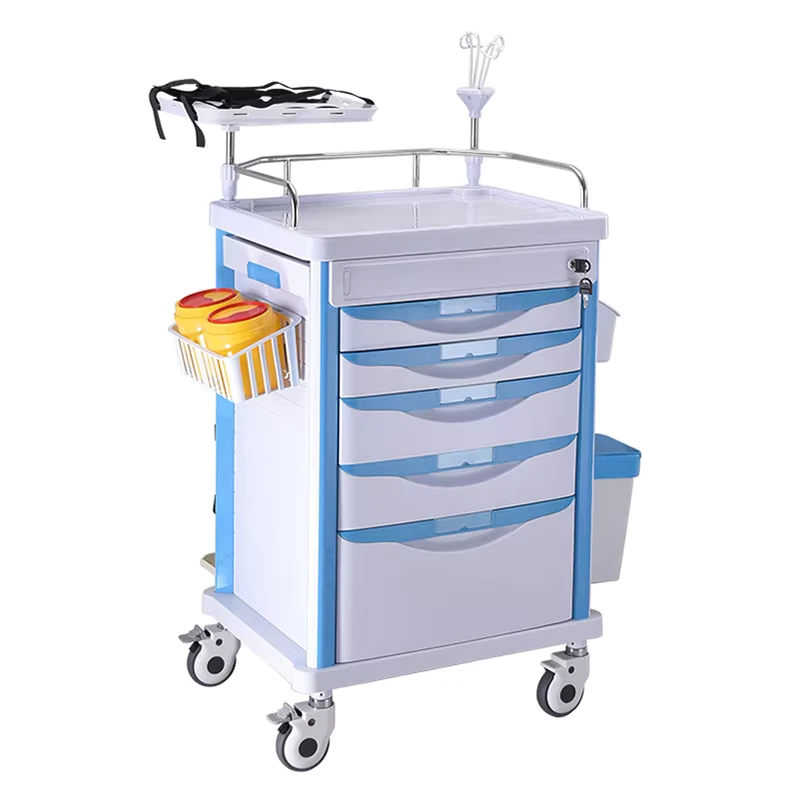 Manufacturers ABS Infusion Anesthesia Trolley with Drawer Rescue Silent Universal Wheel Hospital Treatment Trolley