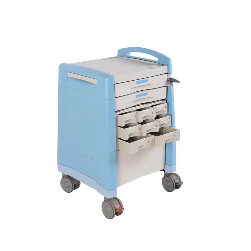 Manufacturers ABS Medical Cart with Drawer Silent Universal Wheel Rescue Hospital Trolley