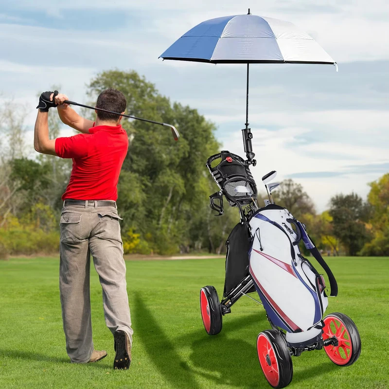 Manufacturer’s Custom Logo Print Foldable 4 Wheel Golf Bag Cart Strong Aluminum Material Golf Trolleys