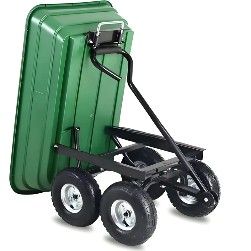 Manufacturer’s Enclosed Foldable Four Wheel Garden Cart with Handy OEM Plastic Construction Tool