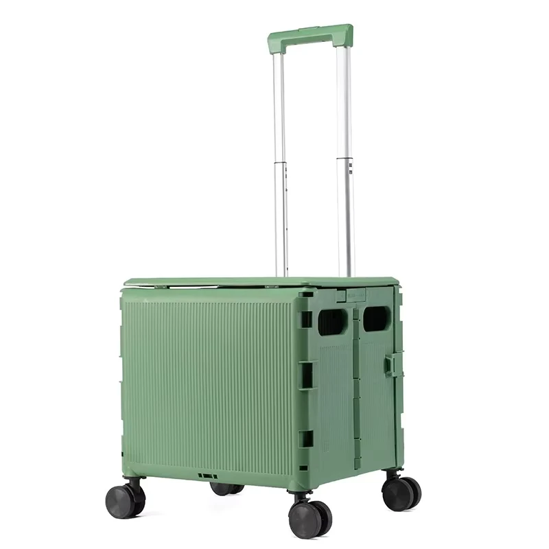 Manufacturer’s Supermarket Shopping Cart 4 Wheel Foldable Trolley for Household Grocery Shopping Traveling Handcart Outdoor