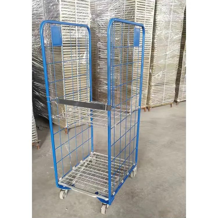 Materials Handling Supermarket Logistics Foldable Cargo Storage Wire Cage Roll Container