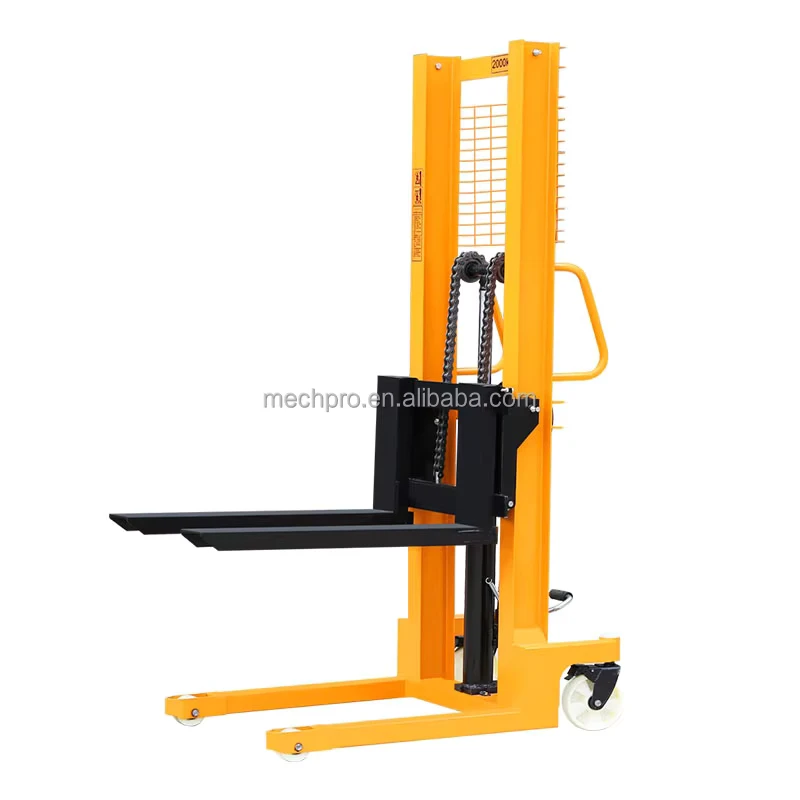 Mechpro 1T 2U 1 Ton Manual Hydraulic Lift Truck Stacker Forklift New 1 Year Warranty Nylon Wheels Packed Pallet
