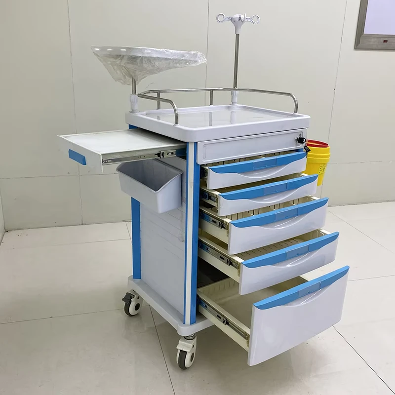 Medical 5-Drawer Emergency Crash Cart Hospital Clinic Emergency Treatment Medicine Trolley