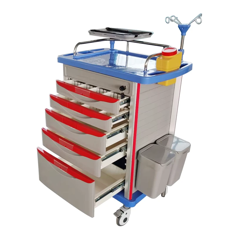 Medical 5 drawer Emergency Medical Crash Cart Hospital Clinic Emergency Treatment Medicine Trolley Crash Cart