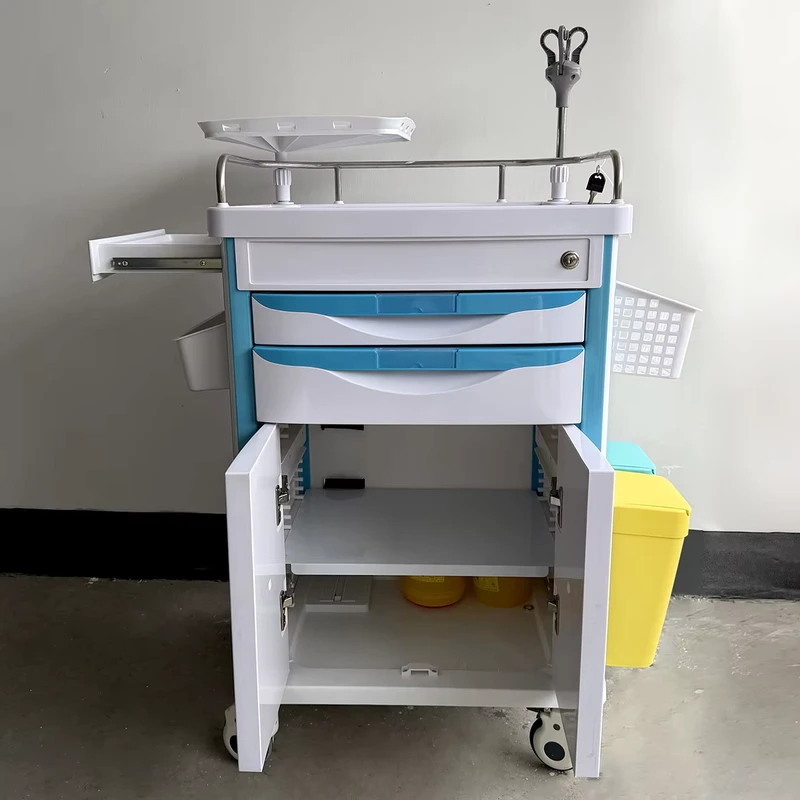 Medical ABS Dressing Trolley Multiple Drawers Reliable Durability Anesthesia Box Emergency Trolley Hospital Crash Cart KZ A155