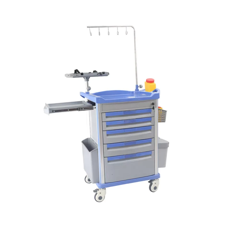 Medical ABS Emergency Room Treatment Trolley Crash Cart in Hospital With Defibrillator ISO