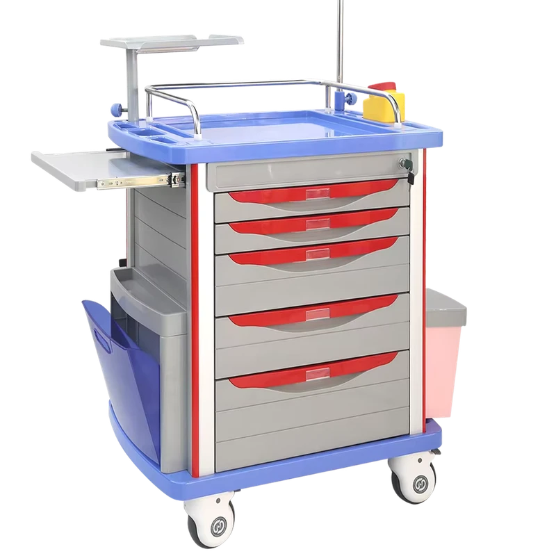 Medical ABS Emergency Trolley with Wheels Plastic Patient Cart
