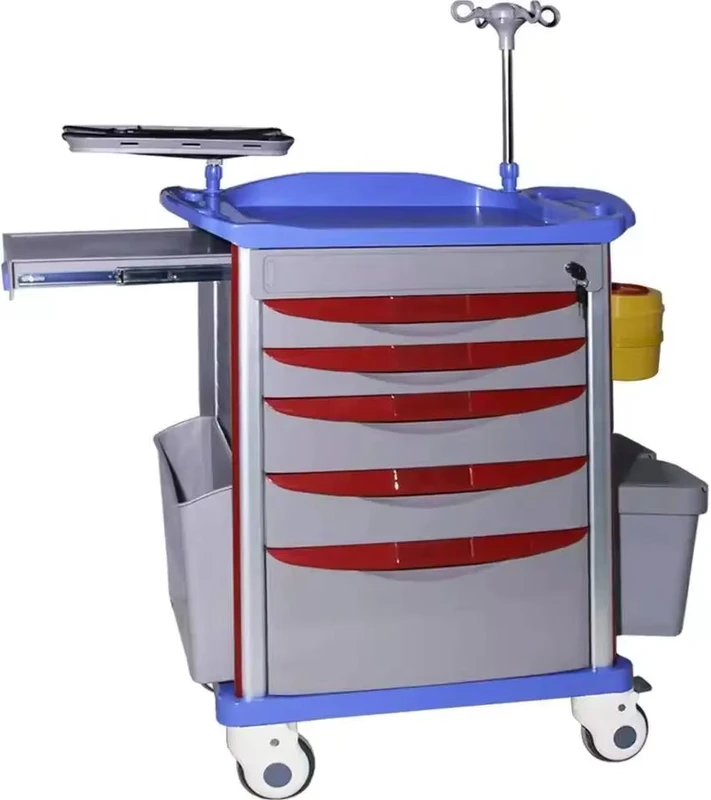 Medical Clinical Trolley Mobile ABS Emergency Trolley Plastic Medicine Cart Hospital Treatment Trolley