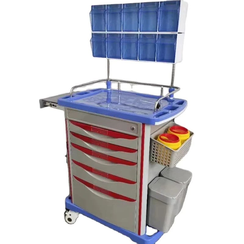 Medical Emergency Trolley Hospital and Clinic Crash Cart with Durable ABS Metal Material