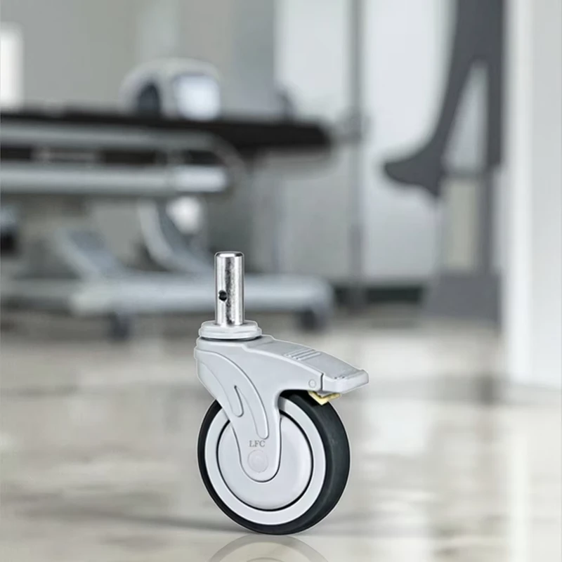 Medical Equipment Casters TPR Swivel Brake Wheel with Ball Bearing for Laboratory Hospital Trolley Silent Non Marking Durable
