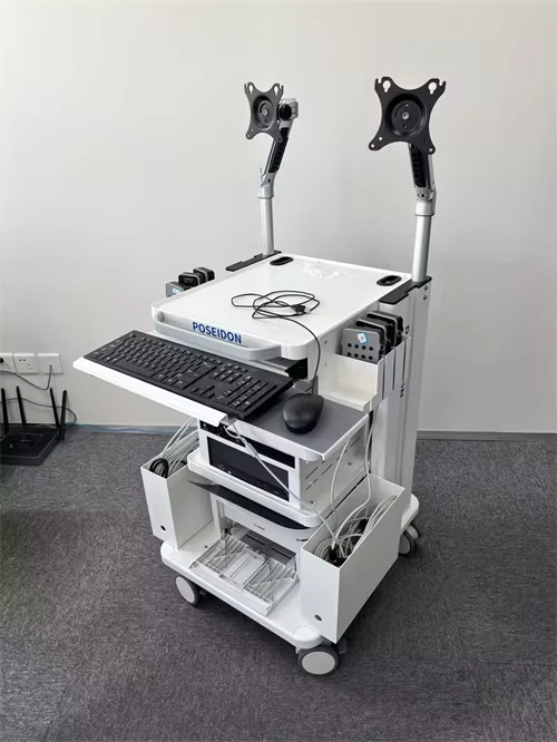 Medical Equipment Nursing Trolley Hospital Mobile Cart Portable Trolley Aluminum Alloy Medical Care Trolley Laptop Computer Cart