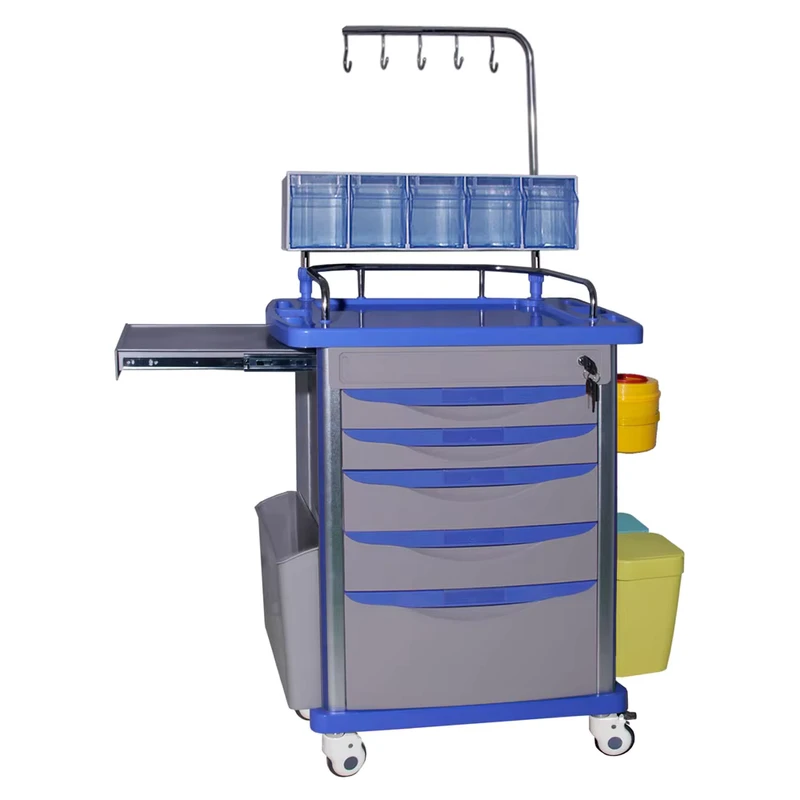 Medical Infusion Trolley Hospital IV Equipment Cart ABS Utility Furniture Multi functional Power Flower Blue RH-CPG819