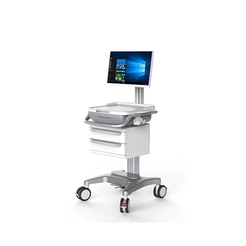Medical Integrated Computer Laptop Trolley Height Adjustable Hospital All in one Cart With Drawers