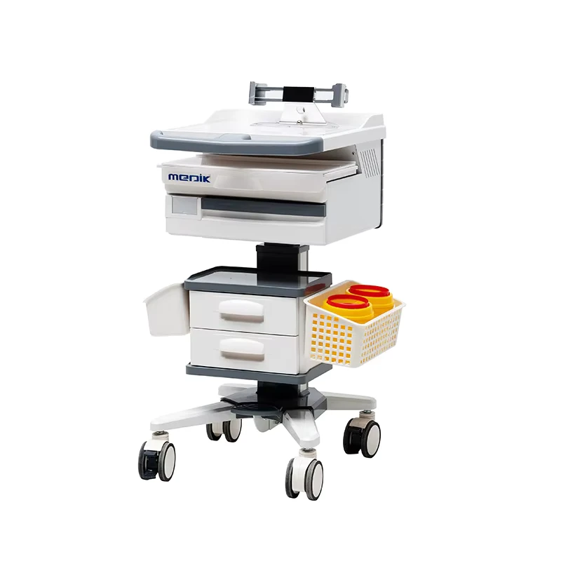 Medical Laptop Trolley Crash Cart in Hospital with Defibrillator ISO