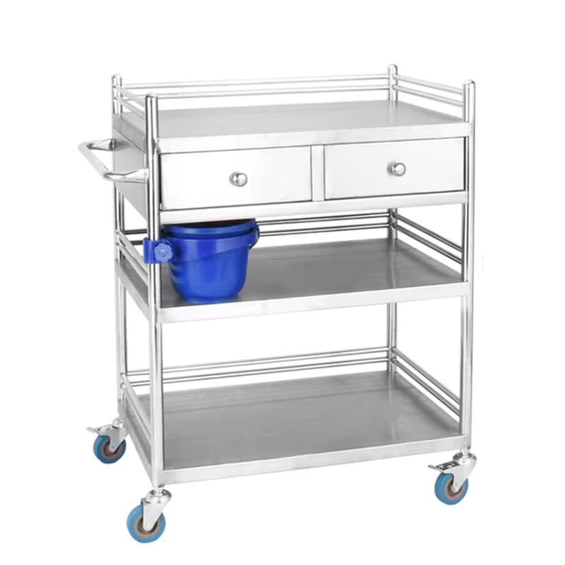 Medical Mobile Storage Cart Stainless Steel and Plastic Treatment Cart for Hospitals and Beauty Salons Hospital Furniture