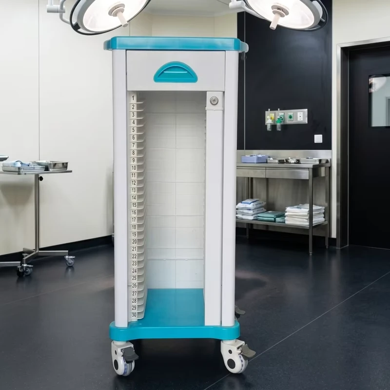 Medical Patient Case Record Trolley Hospital Furniture Plastic ABS History Clip Cart 200 lb Load Capacity