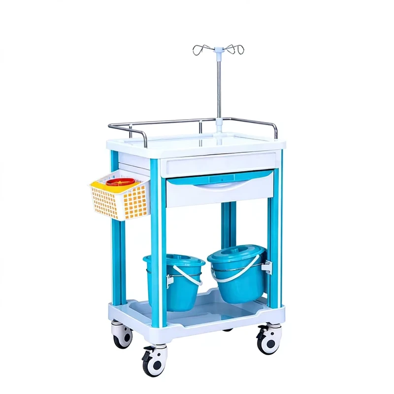 Medical Thickened ABS Anesthesia Vehicle Medicine Box Treatment Cart with 4 Castors Durable Multi Function Hotel Use