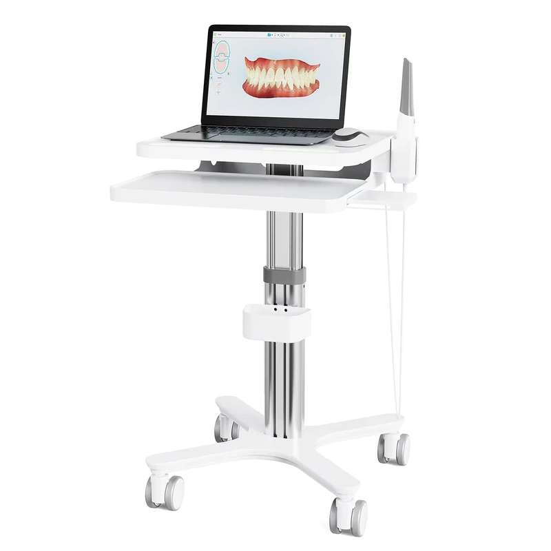 Medical Trolley Cart Laptop Tray Oral Scanner Holder Manual CE Certified Dental Clinic Cart Wheels for Hospital Beauty Salons