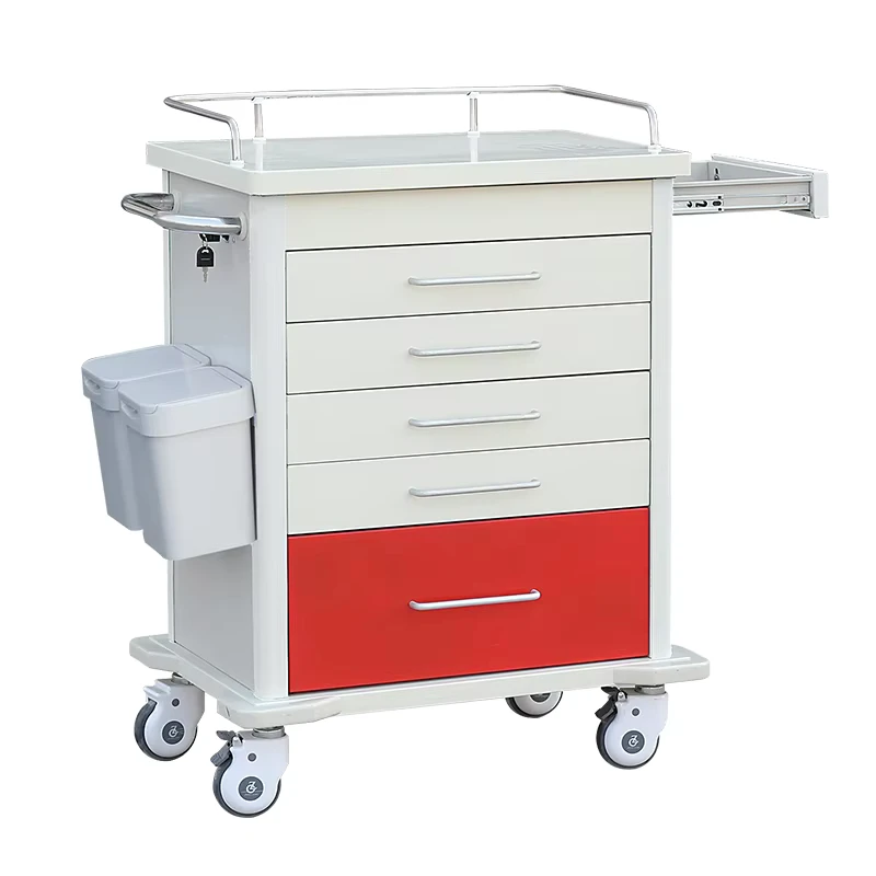 Medical Trolley Emergency Trolley Hospital Trolley with Drawers ABS Medical Cart for Emergency Room ICU Furniture