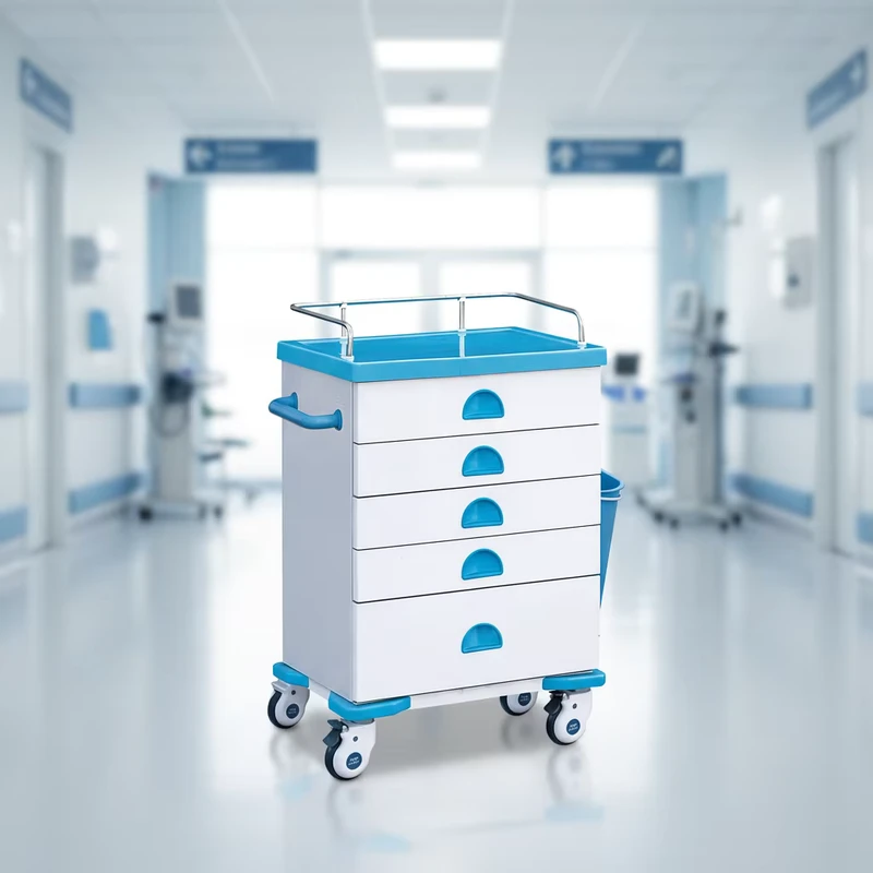 Medical Trolley Hospital Emergency Trolley Emergency Medical Cart with Drawers for ICU Clinic Use