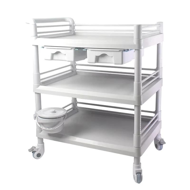 Medical and Beauty Treatment Cart ABS Emergency Trolley for Hospital Nurses Plastic Surgical Instrument Carts